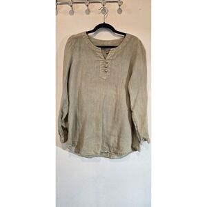 j. jill Dusty Light Gray/ Green Tunic Boho Top Size Medium